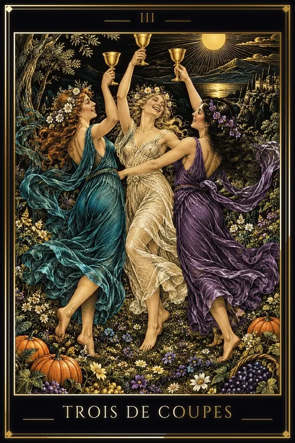 Trois de Coupes tarot card — Minor Arcana