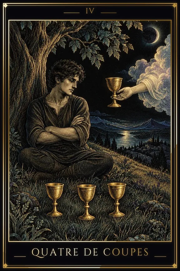 Quatre de Coupes tarot card — Minor Arcana