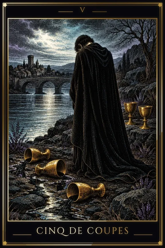 Cinq de Coupes tarot card — Minor Arcana