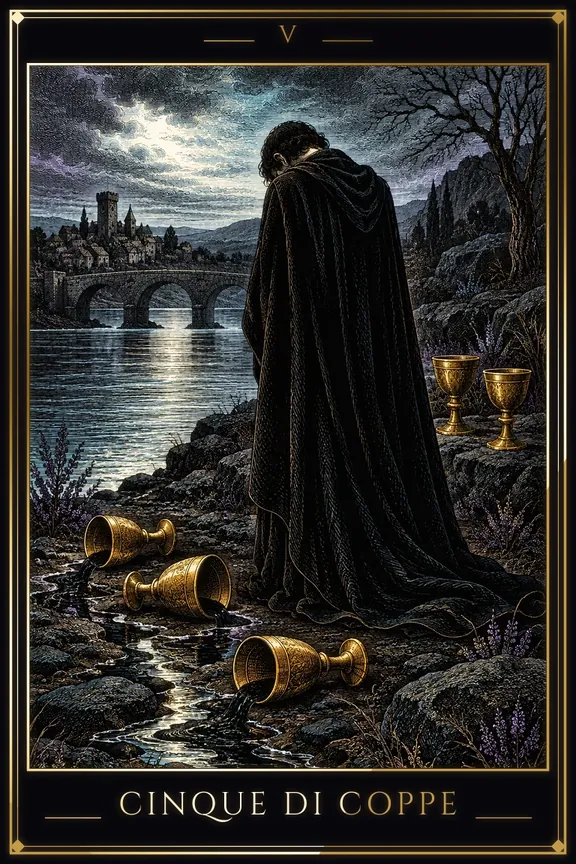 Cinque di Coppe tarot card — Minor Arcana