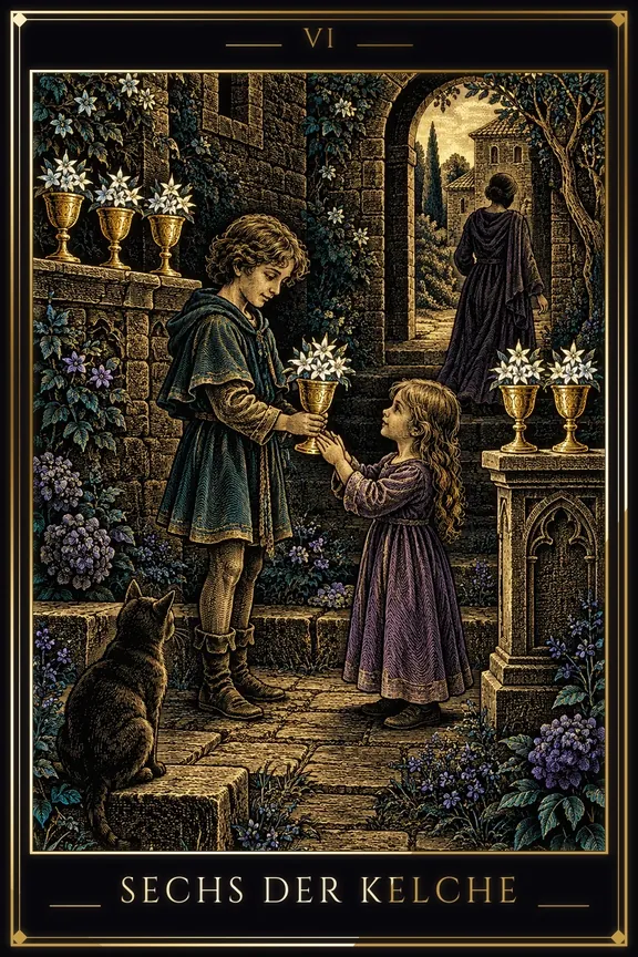 Sechs der Kelche tarot card