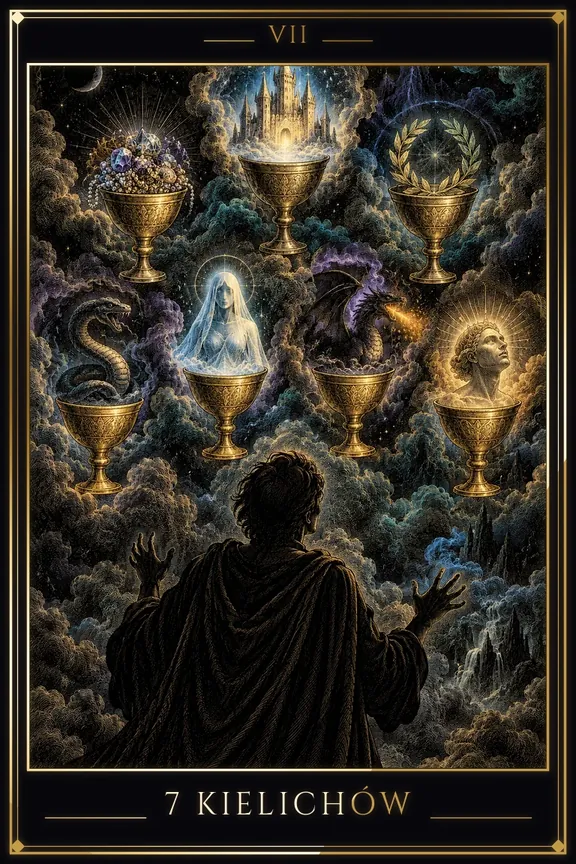 7 Kielichów tarot card — Minor Arcana