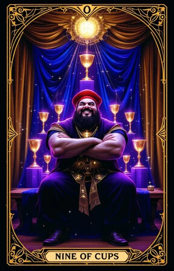 Neuf de Coupes tarot card — Minor Arcana