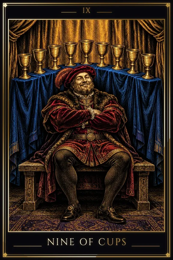 Nine of Cups tarot card — Minor Arcana
