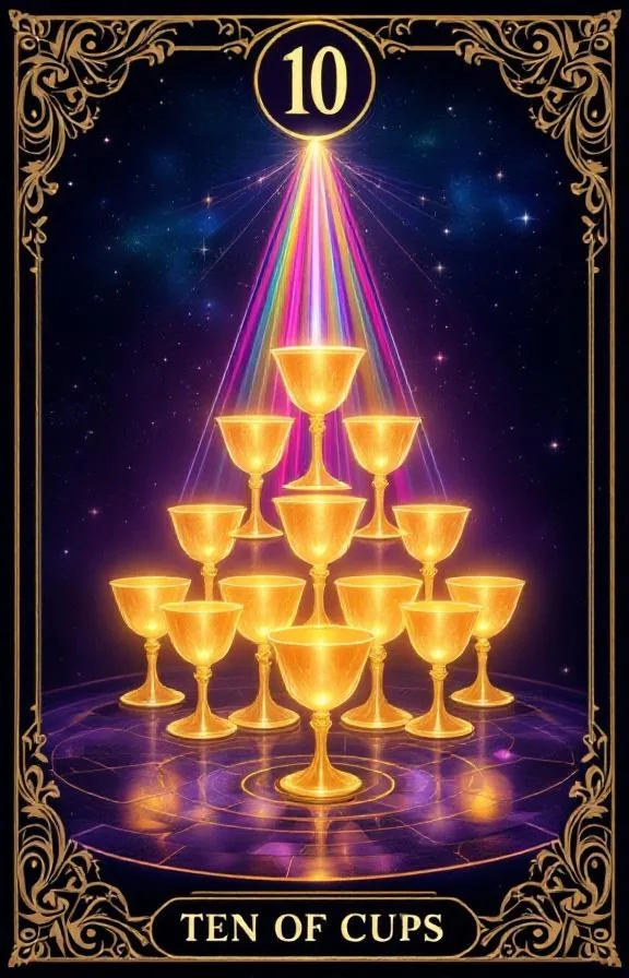 Dix de Coupes tarot card — Minor Arcana