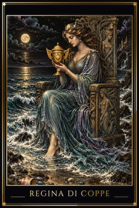 Regina di Coppe tarot card — Minor Arcana