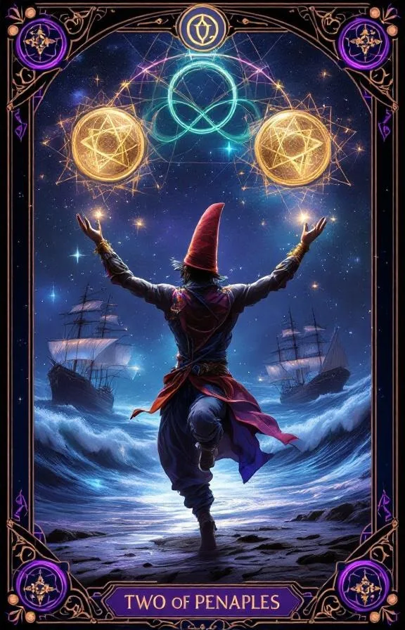 Zwei der Münzen tarot card