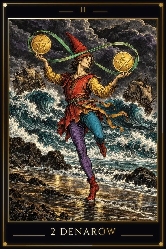 2 Denarów tarot card — Minor Arcana