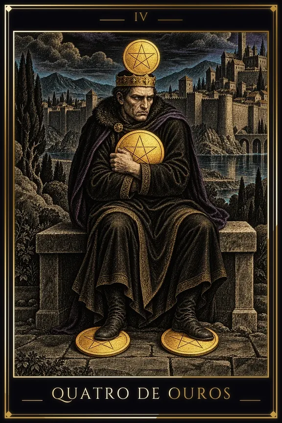 Quatro de Ouros tarot card — Minor Arcana