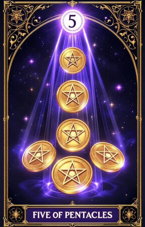 Cinq de Deniers tarot card