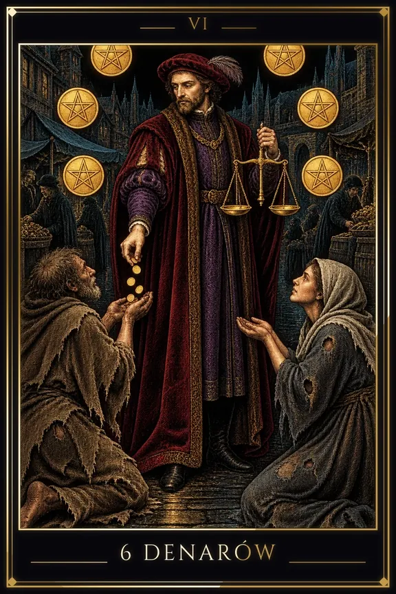 6 Denarów tarot card — Minor Arcana