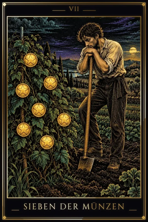 Sieben der Münzen tarot card