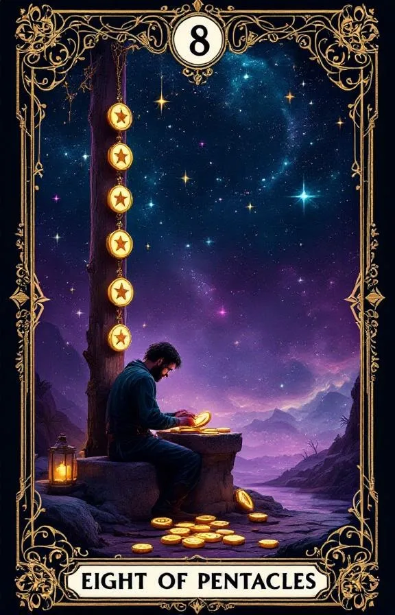 8 Denarów tarot card