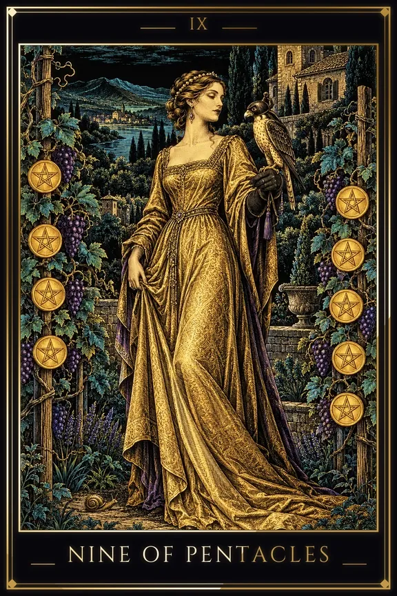 Nine of Pentacles tarot card