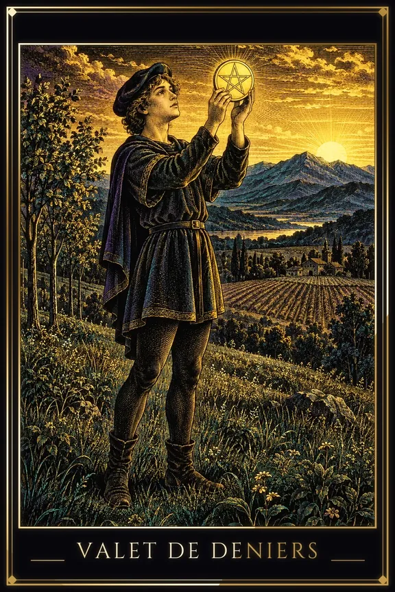 Valet de Deniers tarot card — Minor Arcana