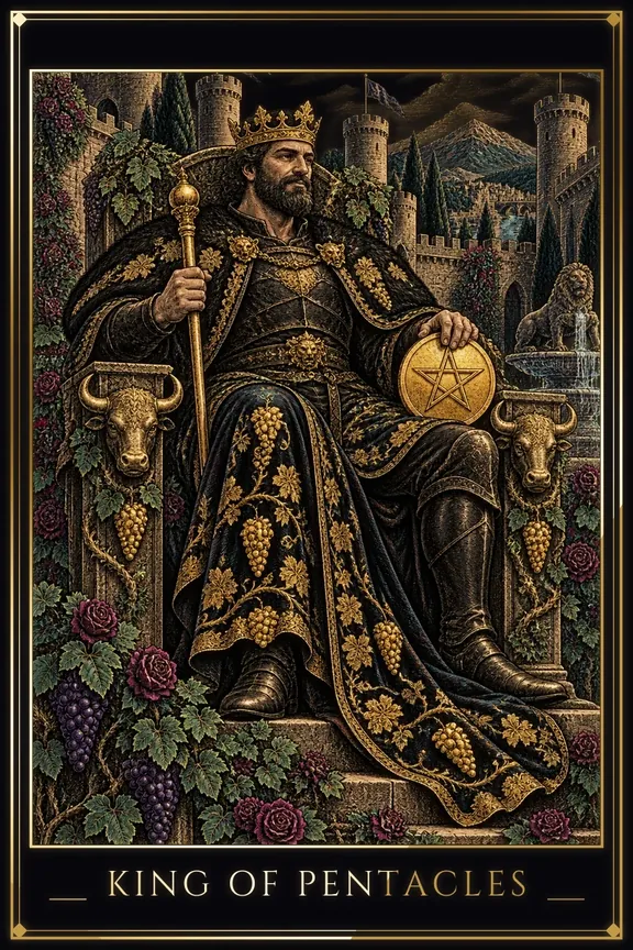 King of Pentacles tarot card — Minor Arcana