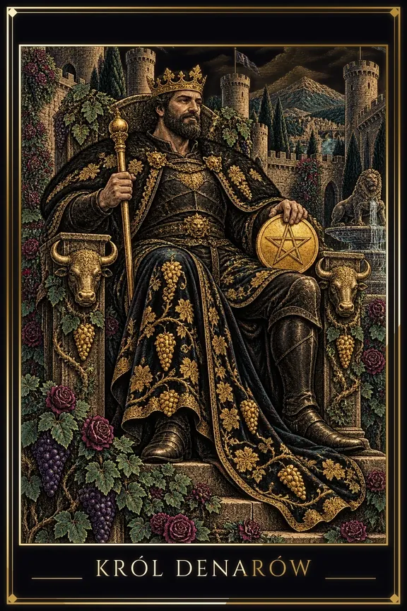 Król Denarów tarot card — Minor Arcana