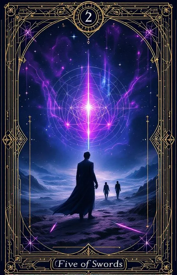 Cinq d'Épées tarot card — Minor Arcana