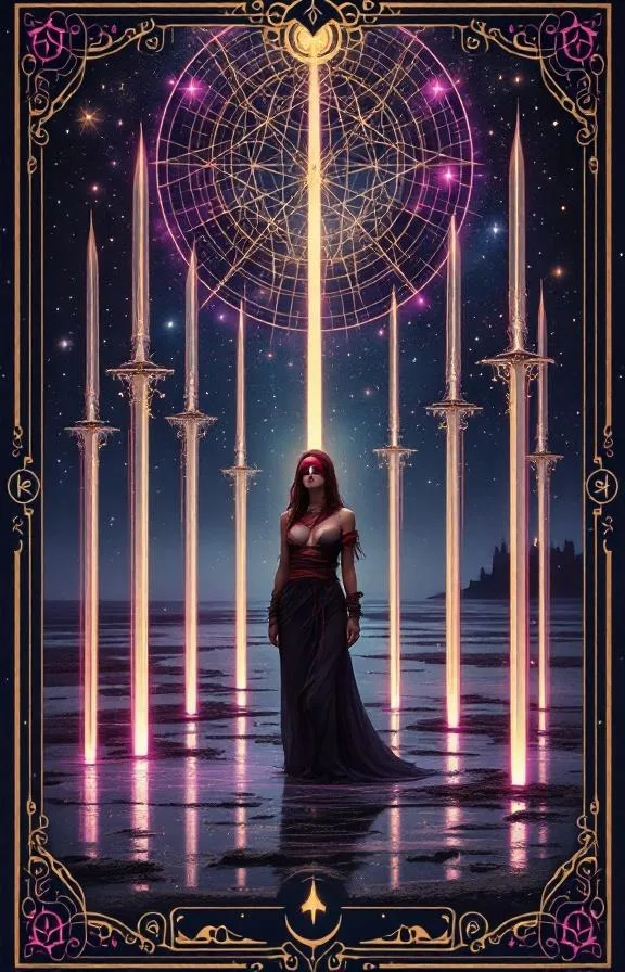 Huit d'Épées tarot card — Minor Arcana