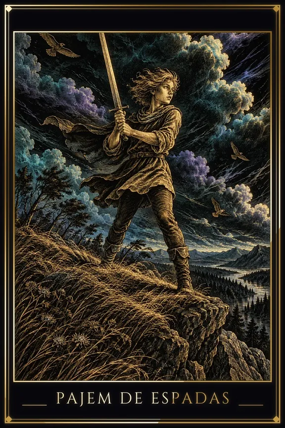 Pajem de Espadas tarot card — Minor Arcana