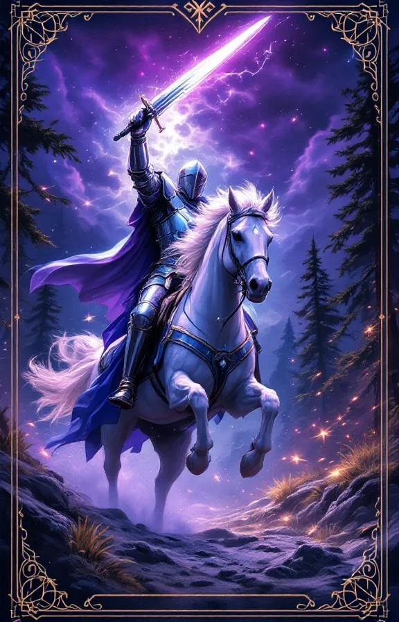 Cavalier d'Épées tarot card — Minor Arcana