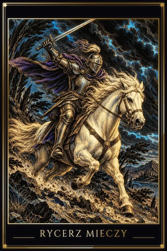 Rycerz Mieczy tarot card — Minor Arcana