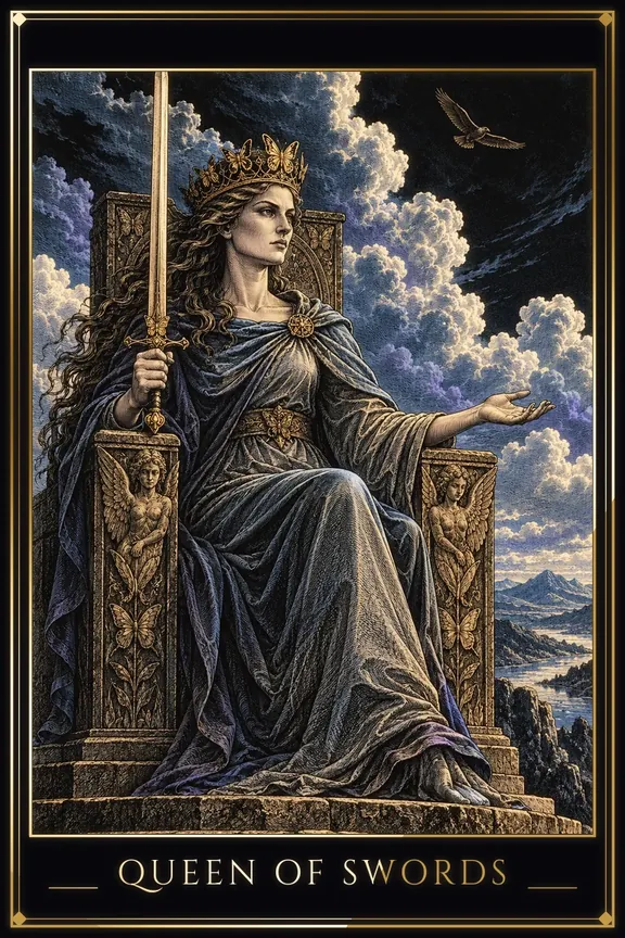 Queen of Swords tarot card — Minor Arcana