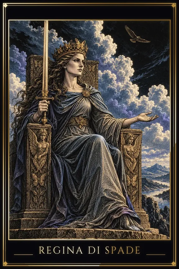 Regina di Spade tarot card — Minor Arcana