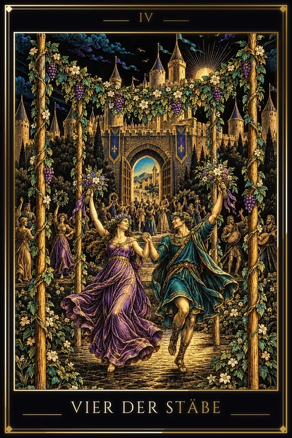 Vier der Stäbe tarot card