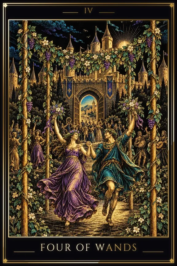 Four of Wands tarot card — Minor Arcana