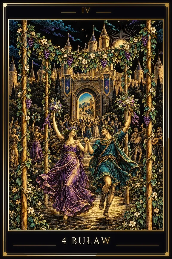 4 Buław tarot card — Minor Arcana