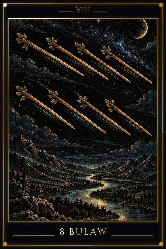 8 Buław tarot card — Minor Arcana