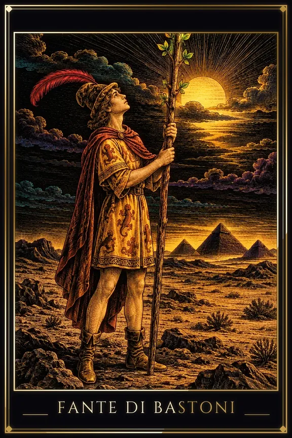 Fante di Bastoni tarot card — Minor Arcana