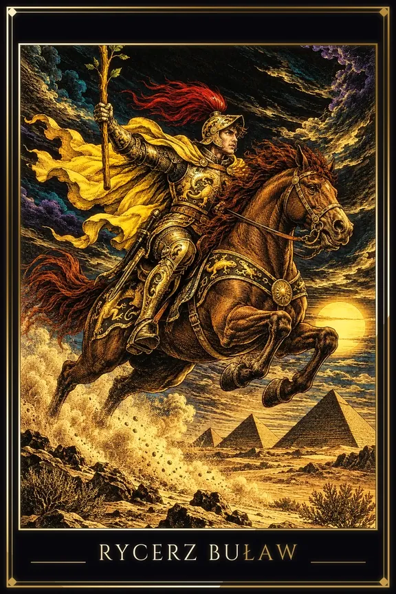 Rycerz Buław tarot card — Minor Arcana