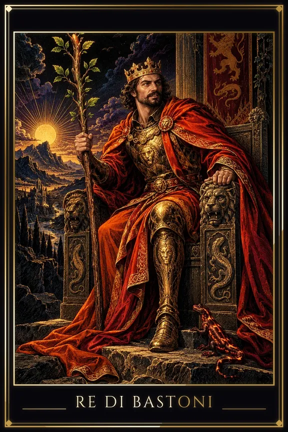 Re di Bastoni tarot card — Minor Arcana