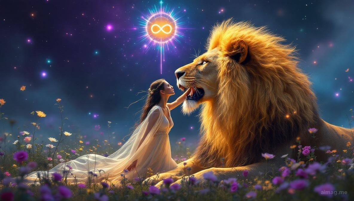 Karty tarota ułożone wśród wiosennych tulipanów i mimoz na jasnym stole, ciepłe marcowe światło, atmosfera kobiecej siły i czułości na Dzień Kobiet