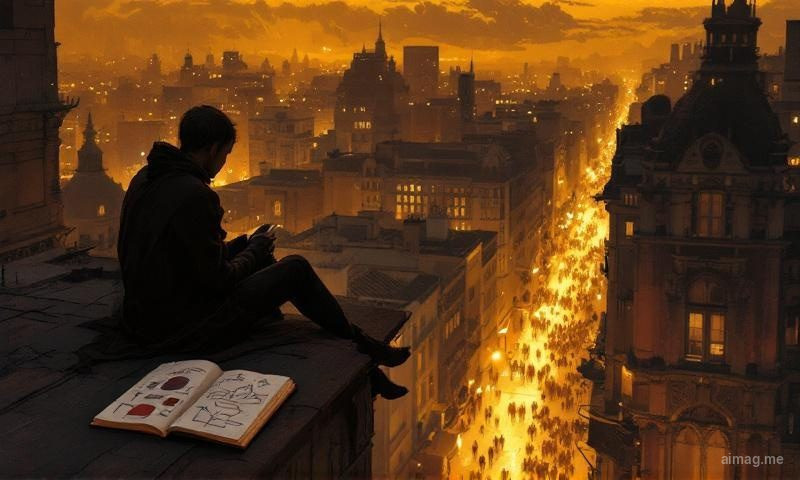 Aquarius in love — two figures standing under stars, connected but not merged, electric blue light suggesting freedom within intimacy