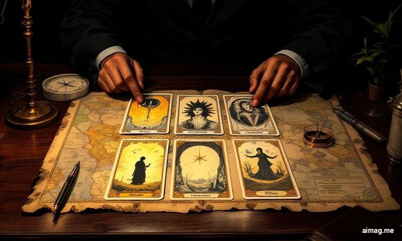 Rozkład Skrzyżowania — pięć kart ułożonych na rozwidleniu zawodowej podróży