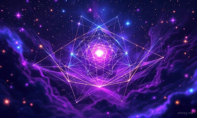 A mirror reflecting both a scientific laboratory and an ancient symbolic library, with a tarot card at the center where both reflections converge