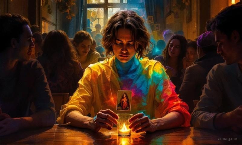 Pisces in love and tarot — cups and moon cards reflected in deep still water, suggesting emotional merging and spiritual intimacy