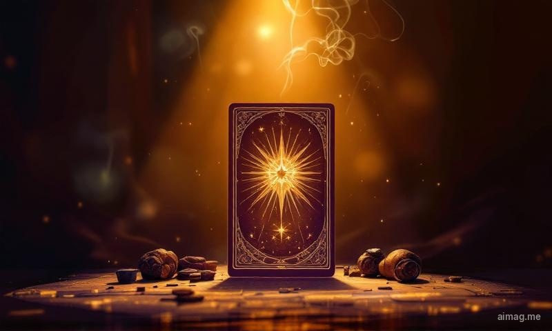 A tarot card placed on a wooden floor in front of a meditation cushion, with morning light streaming through a nearby window creating a contemplative atmosphere