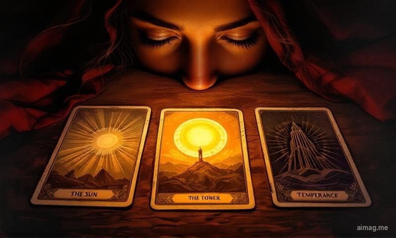 Osoba w spokojnym otoczeniu wykonująca powolne, intencjonalne wyciągnięcie pojedynczej karty, ze świecą i minimalistycznym otoczeniem