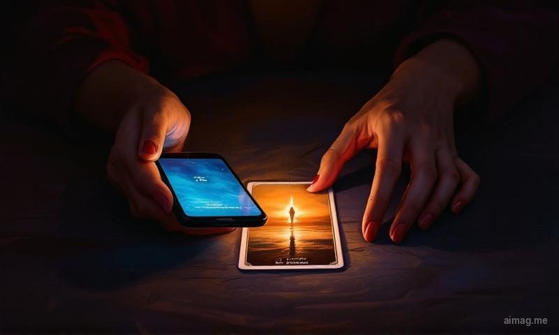 A hand gently turning over a single tarot card on a quiet surface, suggesting the moment of choosing to look at what a breakup has revealed