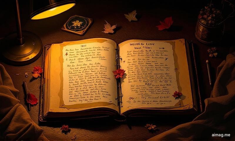 An open tarot journal showing a handwritten entry with a card sketch, date, and personal reflections