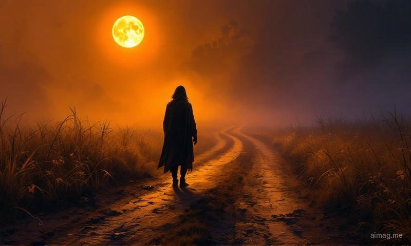 A person sitting alone at a crossroads at dusk, multiple paths disappearing into fog, suggesting the experience of not knowing which direction to take