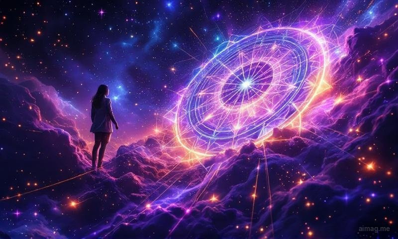 A turning wheel motif with seasonal symbols and tarot archetypes arranged around it, representing the cyclical nature of 2026