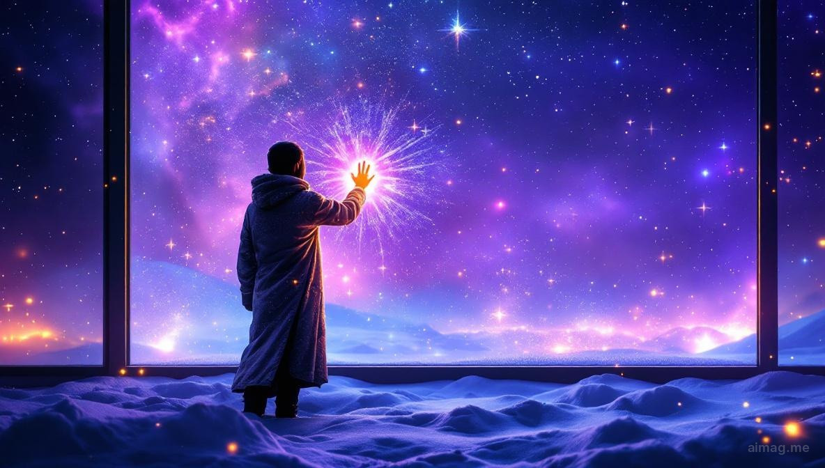 Karty tarota na pokrytej szronem drewnianej powierzchni z bladym zimowym światłem przesączającym się przez gołe gałęzie, oddające cichą jasność stycznia