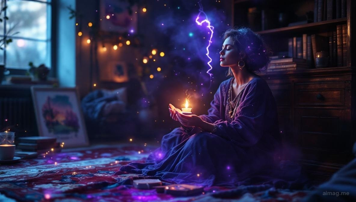 A softly glowing tarot card resting beside a child's drawing on aged paper, warm golden light suggesting the tender reconnection between present self and childhood memory