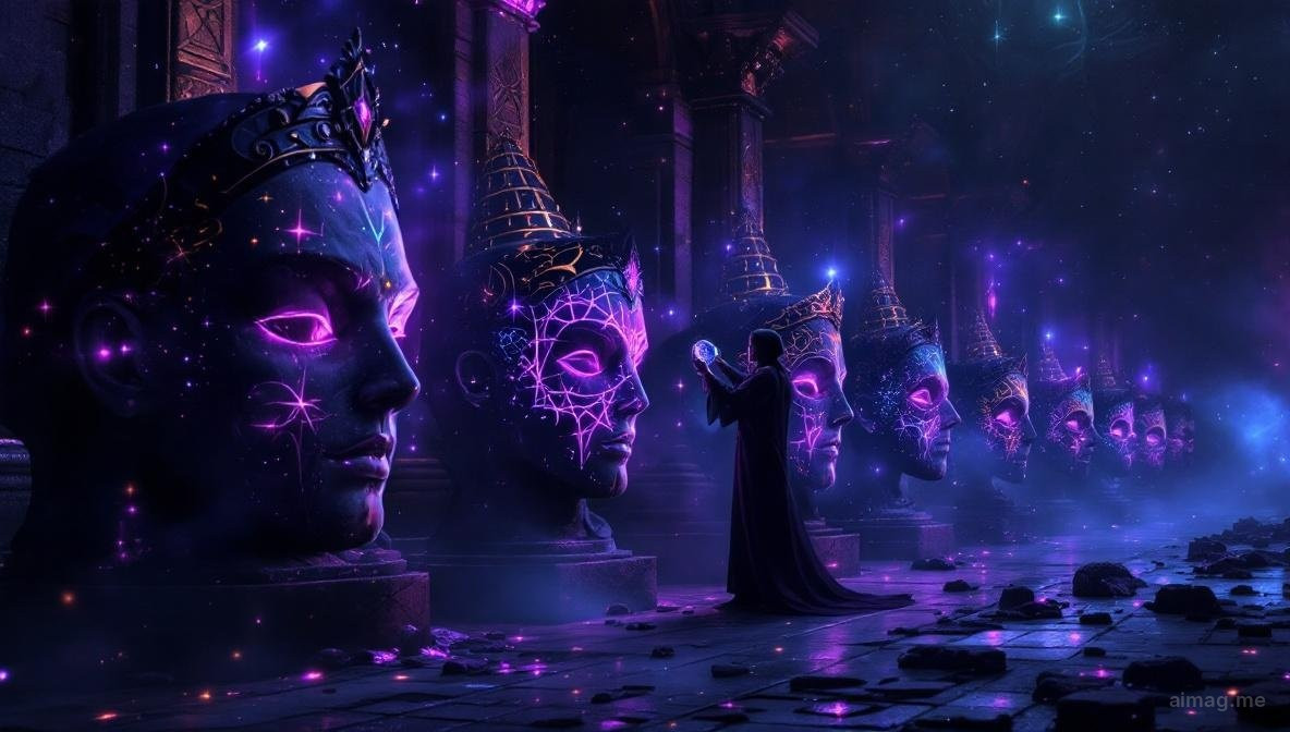 A tarot card being held up to light that reveals its symbolic layers, with common misconceptions dissolving into clarity around it