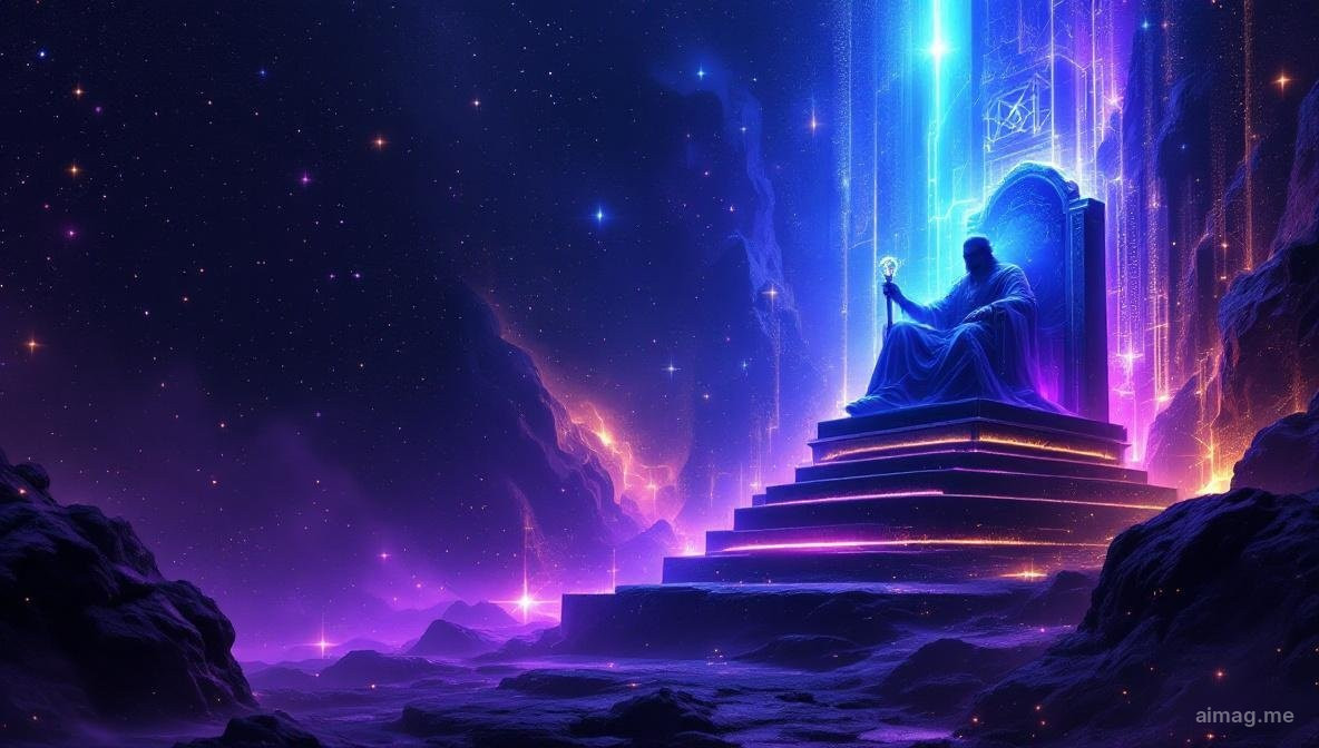 The Emperor tarot card — a crowned figure on a stone throne, symbols of structure and authority